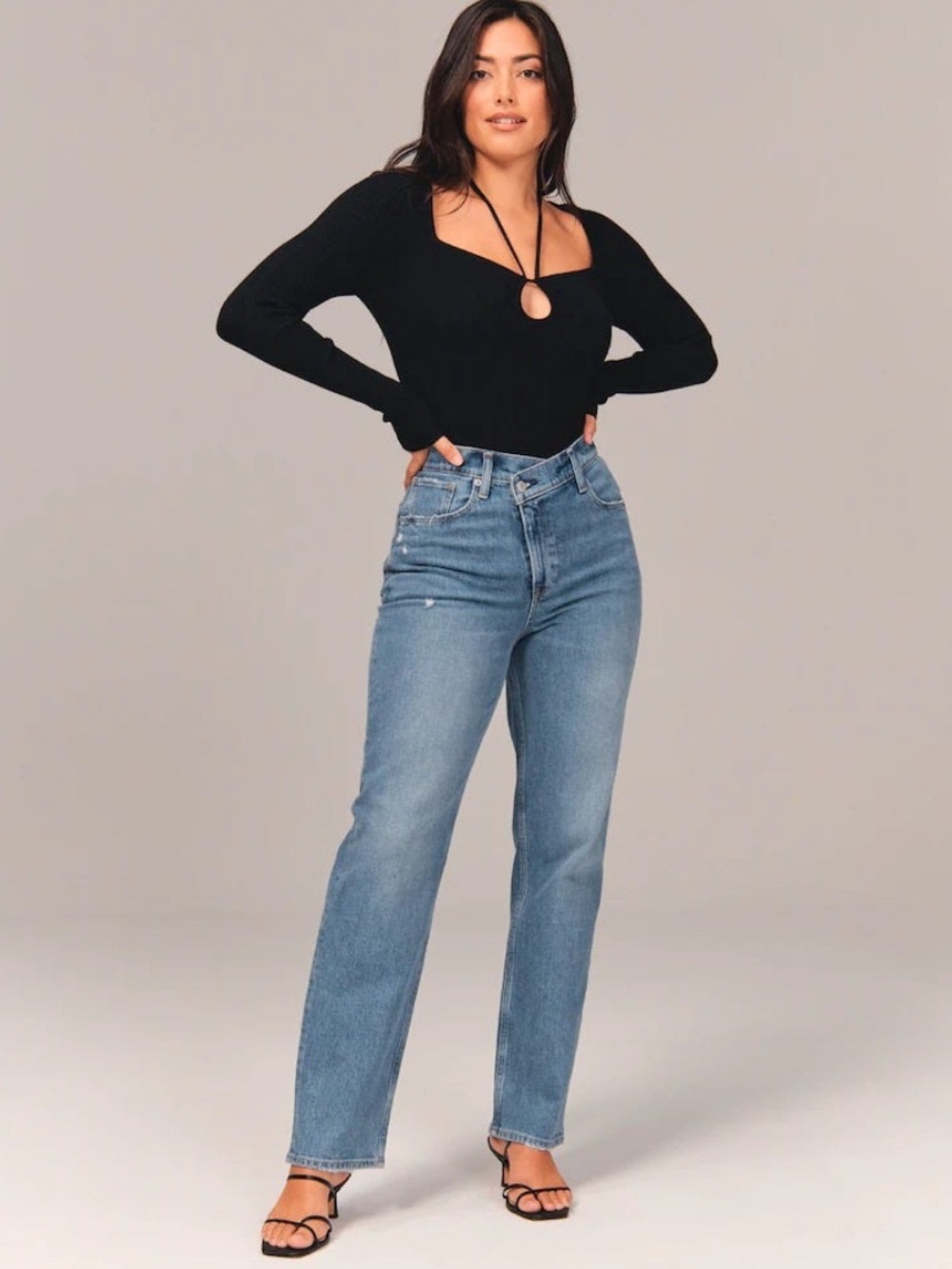 ABERCROMBIE & FITCH Curve Love 90s Ultra High Rise Straight Jeans Size 6 short